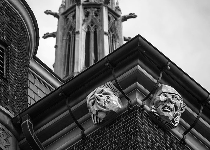 Irvine, auditorium, caricature, Pennsylvania, university